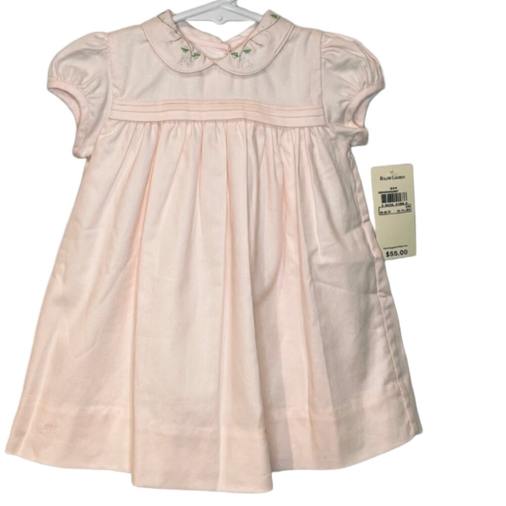 Ralph Lauren - NWT girls 9mo pale pink dress with embroidered collar